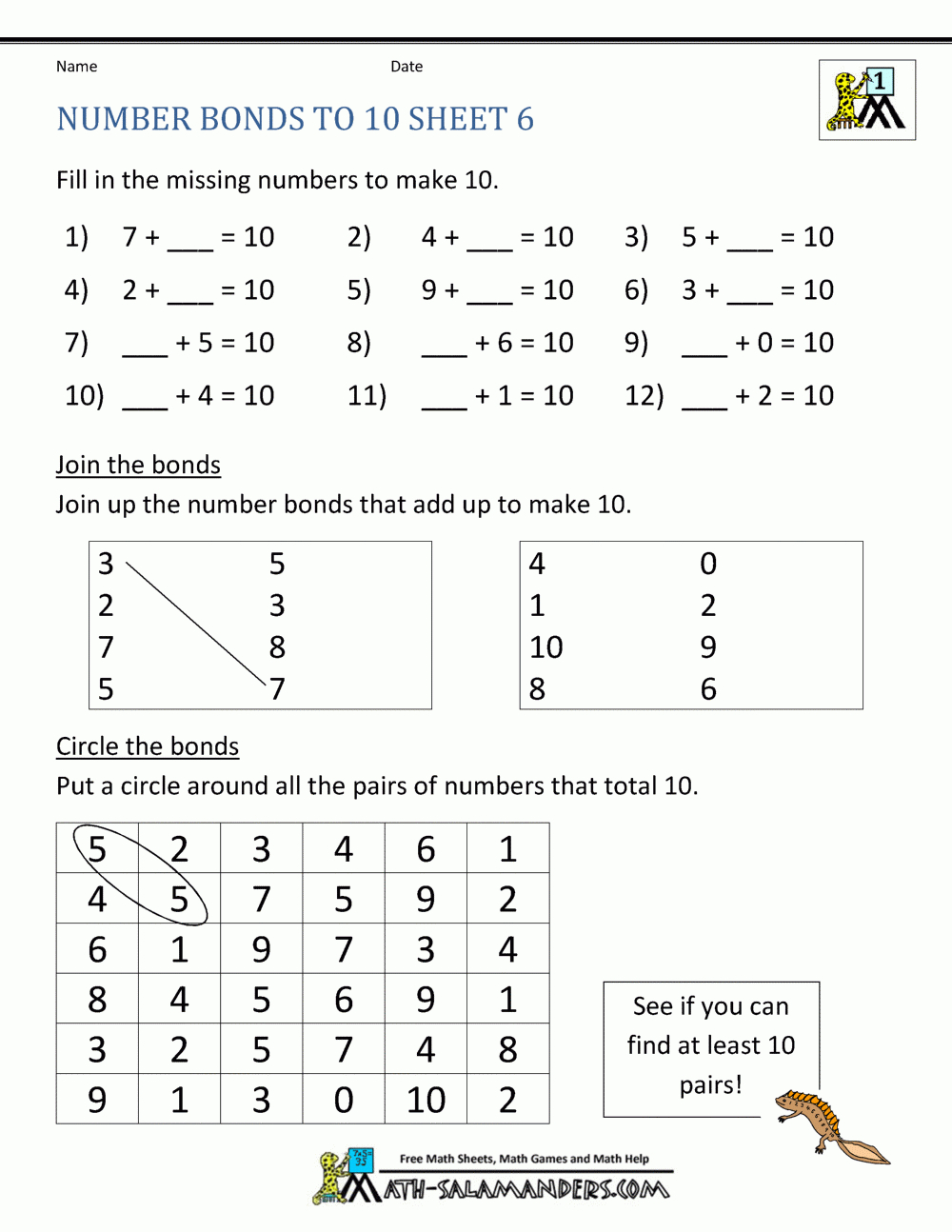 Pinblerta Prenga On Mat 2 | Number Bonds Worksheets, Kids Math | Free Printable Number Bonds Worksheets For Kindergarten