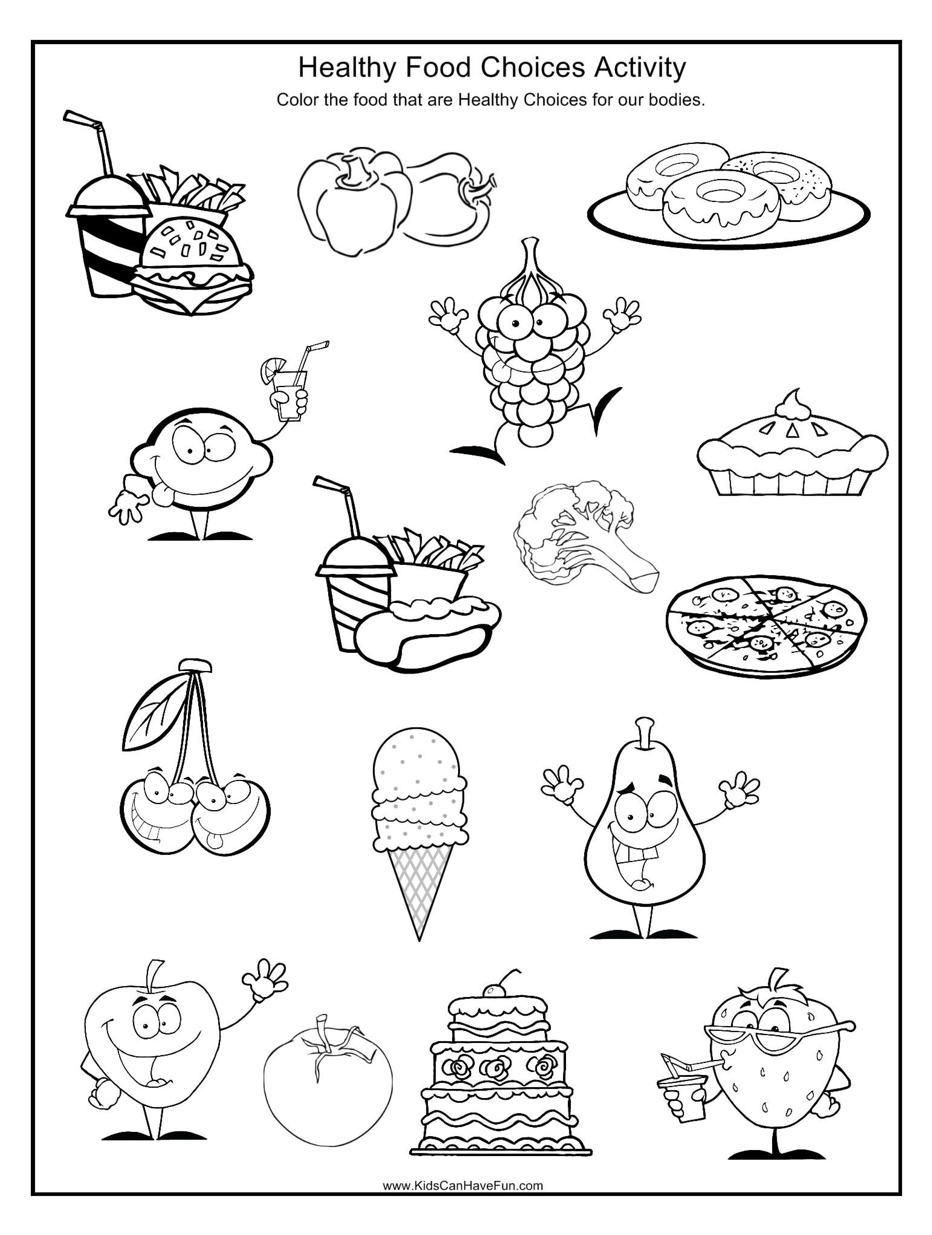 Pindebbie Yoho On Coloring Sheets | Healthy, Unhealthy Food | Free Printable Healthy Eating Worksheets
