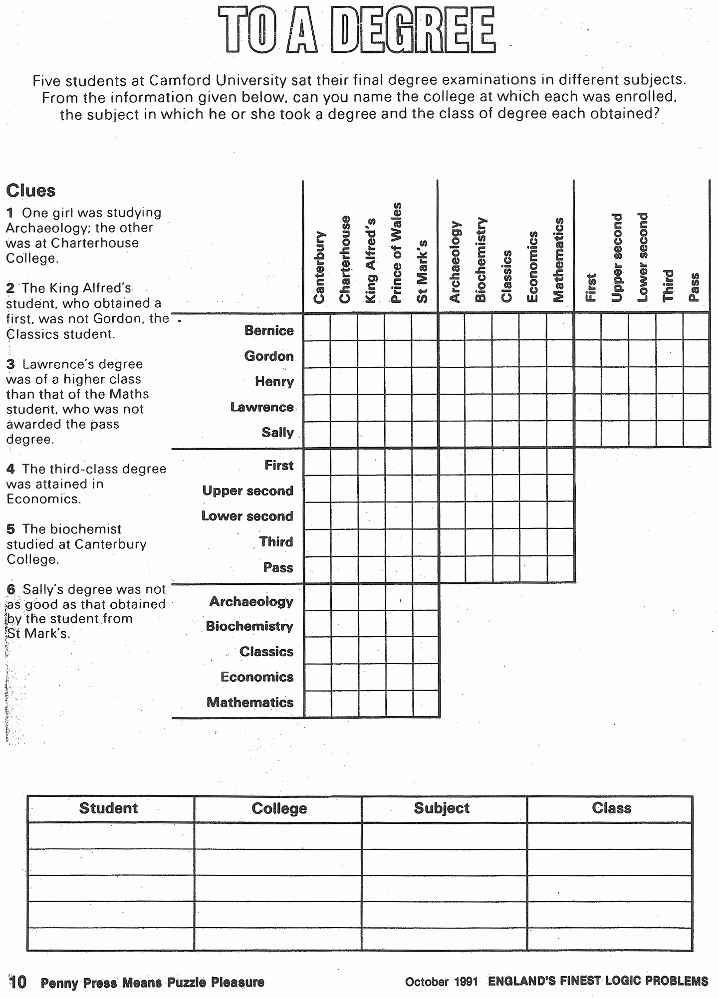 Logic Puzzles Printable Worksheets Printable Worksheets