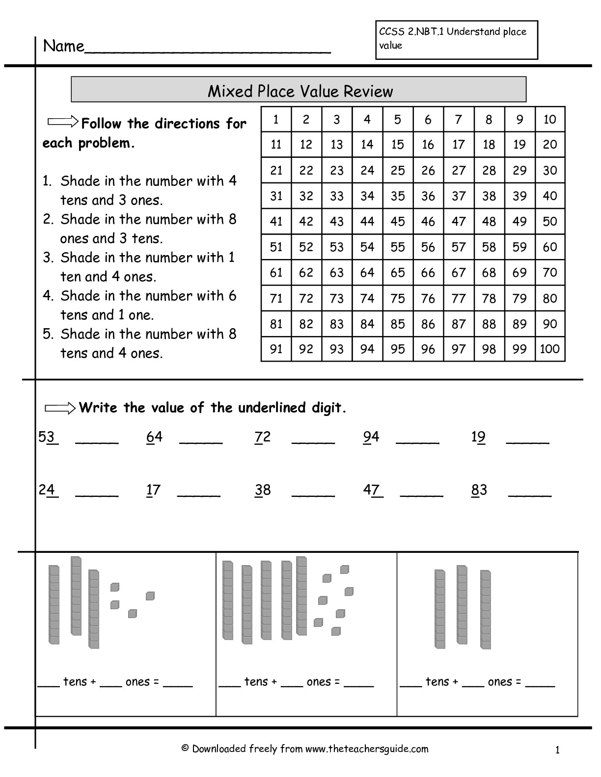 Place Value Worksheets From The Teacher&amp;#039;s Guide | Free Printable Place Value Worksheets