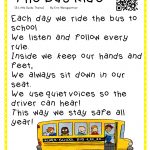 Poetry Kindergarten Shared Reading Free | Work Stations | School Bus | Free Printable School Bus Safety Worksheets