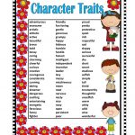 Posters Character Traits Adjectives   Google Search | Poster | Printable Character Traits Worksheets