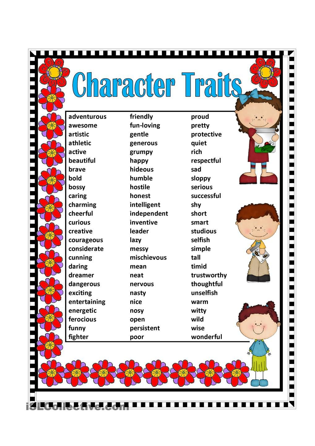 Character Traits Lesson For Kindergarten