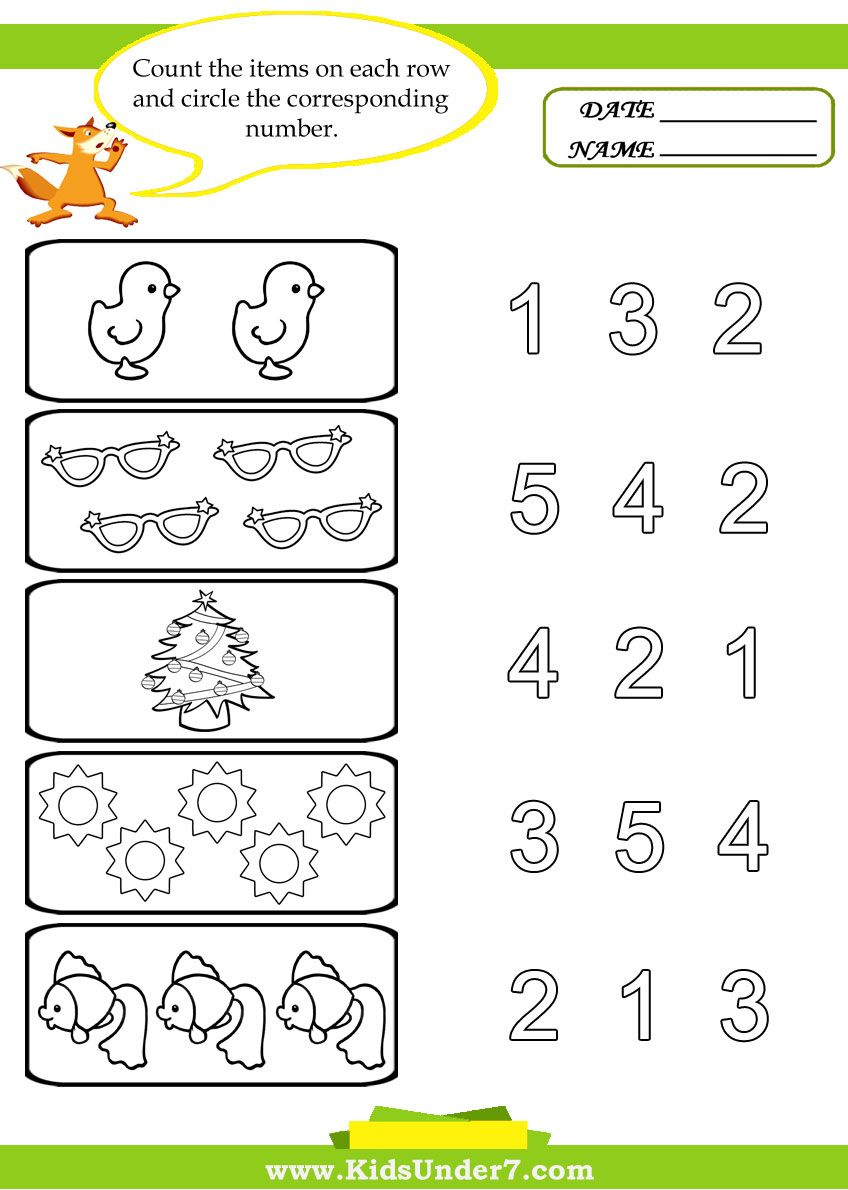 Preschool Worksheets | Kids Under 7: Preschool Counting Printables | Printable Worksheets For Pre K Students