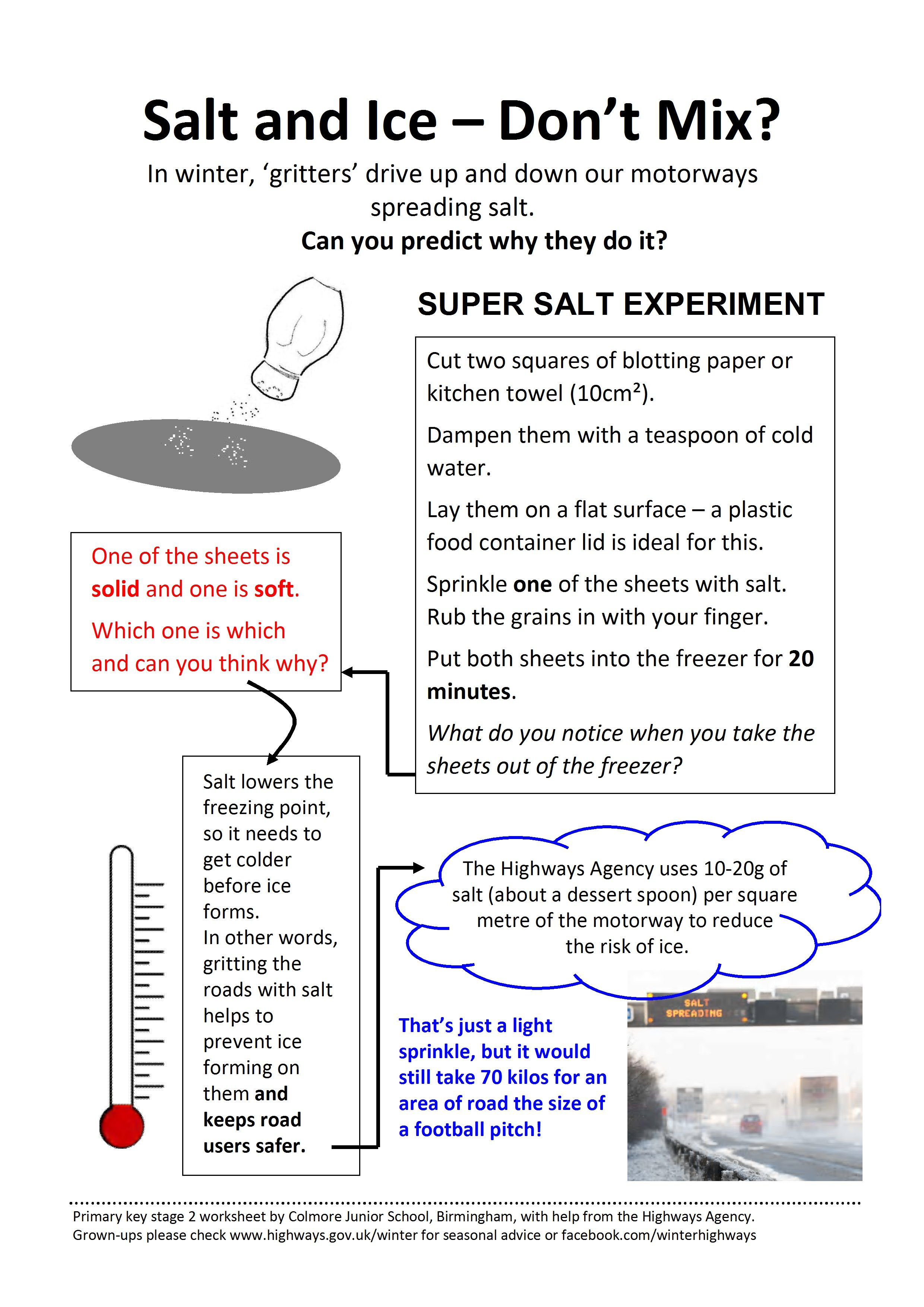 Primary (Key Stage 2 Science) Worksheet About Salt And Ice | Unit | Science Worksheets Ks2 Printable