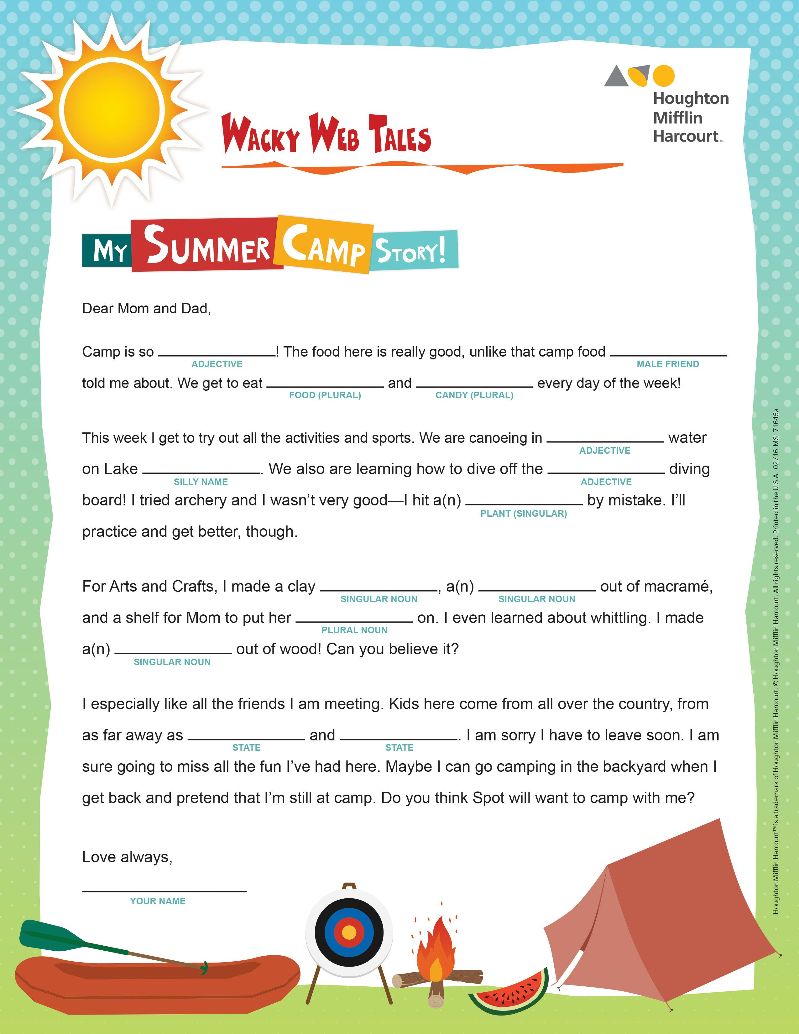 Print This Fun, Summer-Themed Worksheet To Reinforce Parts Of Speech | Houghton Mifflin Printable Worksheets