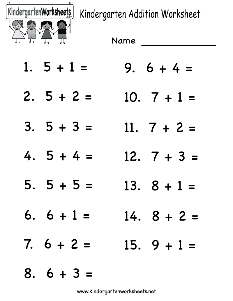 Printable Adding Worksheets | Kindergarten Addition Worksheet - Free | Free Printable Math Worksheets