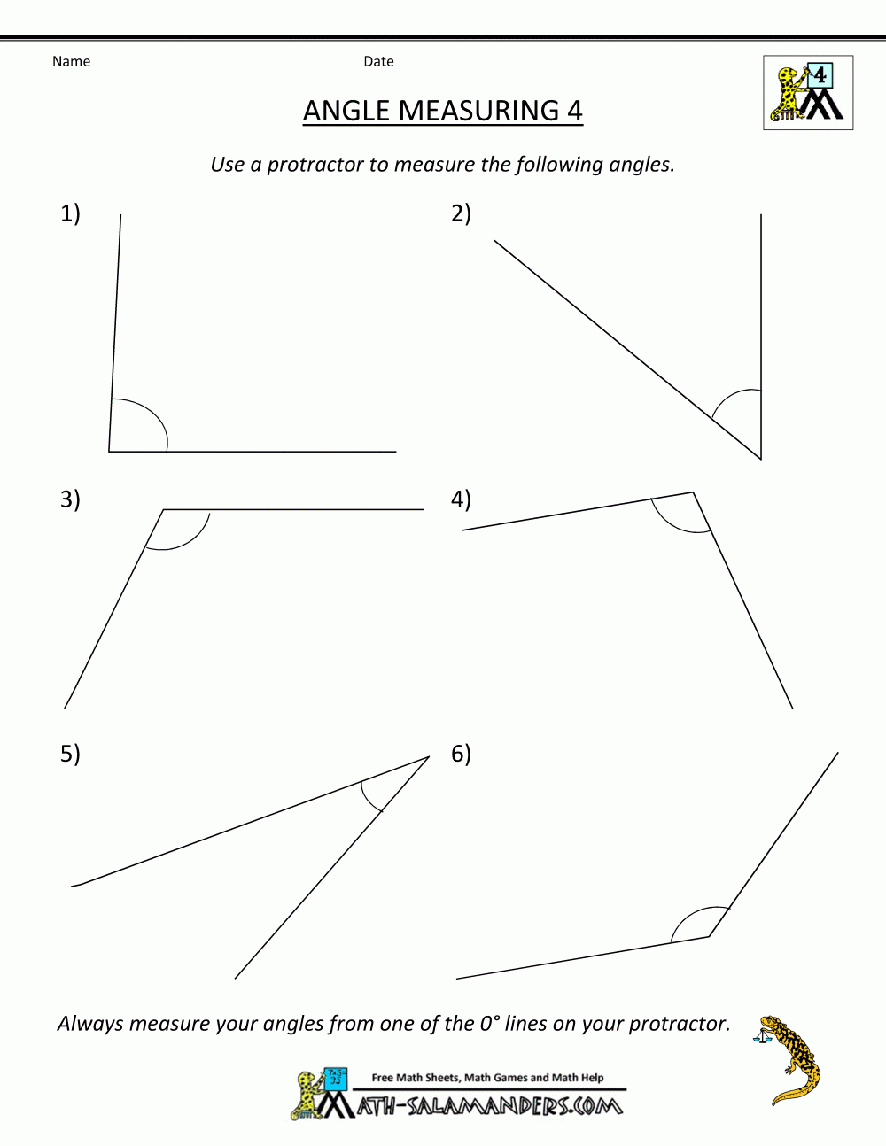 Printable Geometry Worksheets Angle Measuring 4 | Math | Geometry | Math 4 Today Grade 4 Printable Worksheets