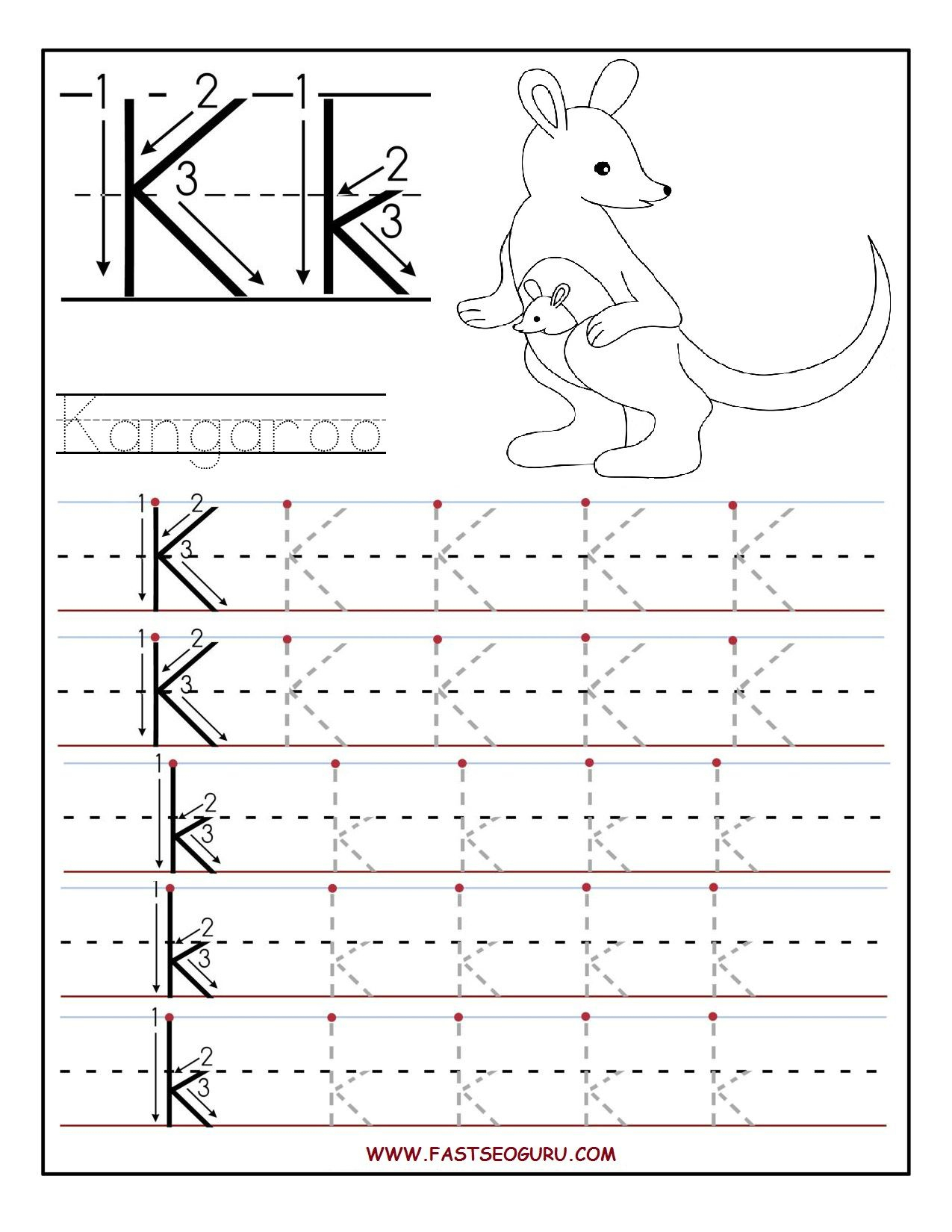Printable Letter K Tracing Worksheets For Preschool | Learning | Free Printable Letter K Worksheets