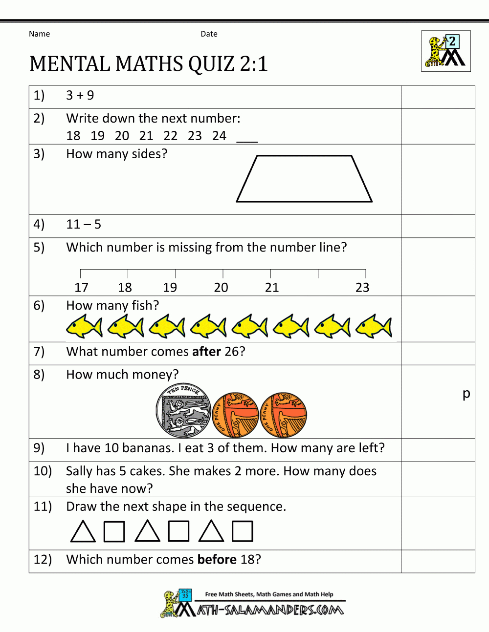 Printable Mental Maths Year 2 Worksheets | Free Primary Worksheets Printable