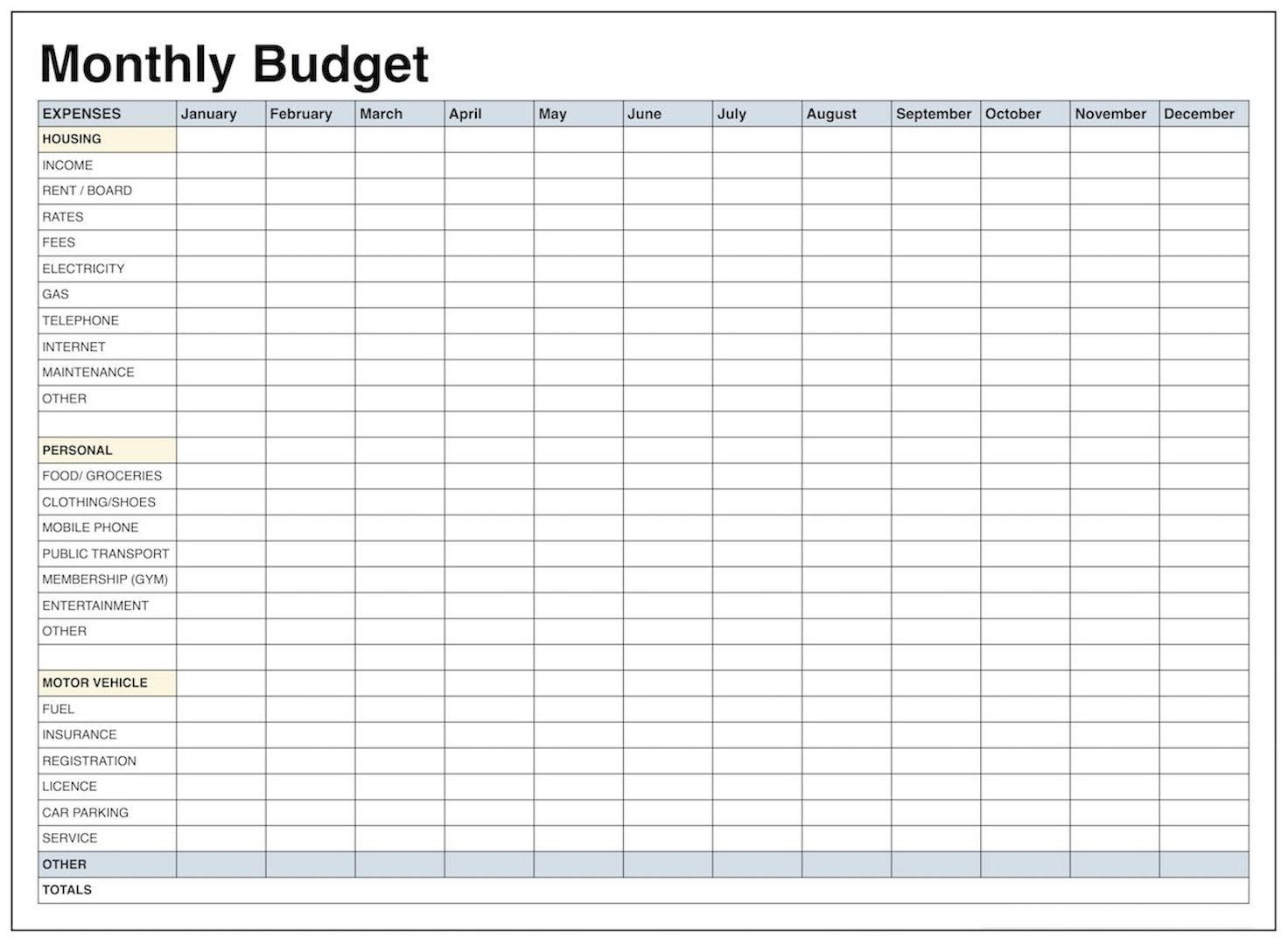 Printable Monthly Budget Worksheet Excel - Koran.sticken.co | Monthly Spending Worksheet Printable