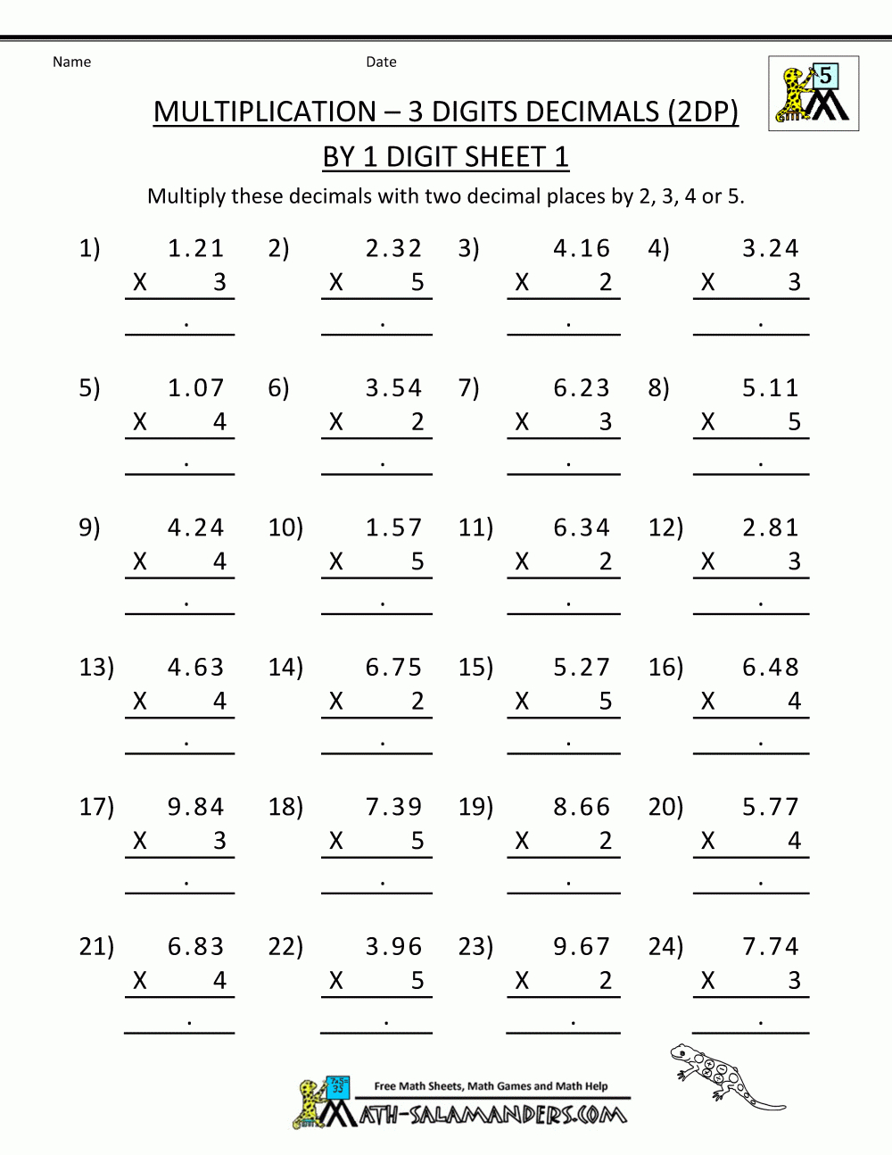 Printable Multiplication Sheet 5Th Grade | 5Th Grade Math Worksheets Printable
