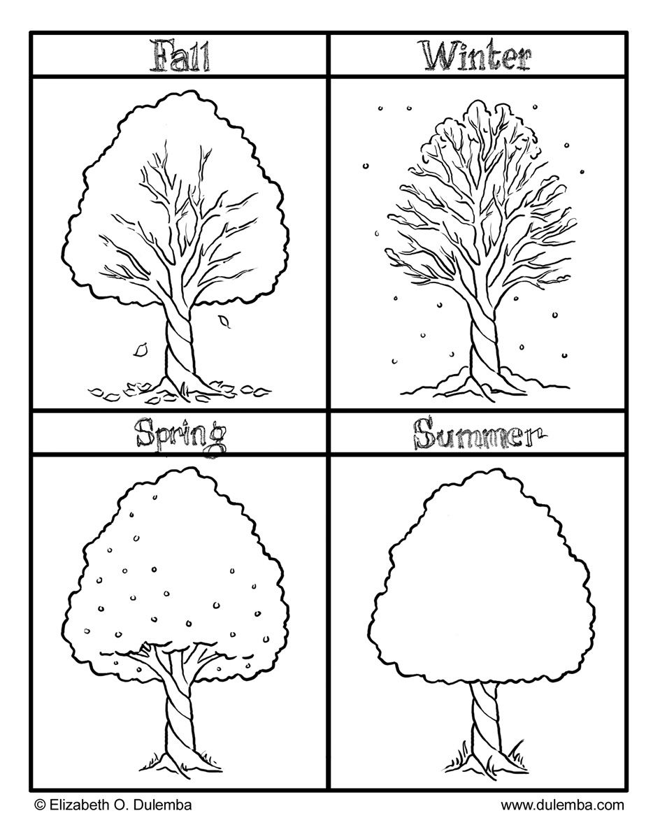 Printable Seasons Coloring Pictures With Fall Winter Spring And | Free Printable Seasons Worksheets