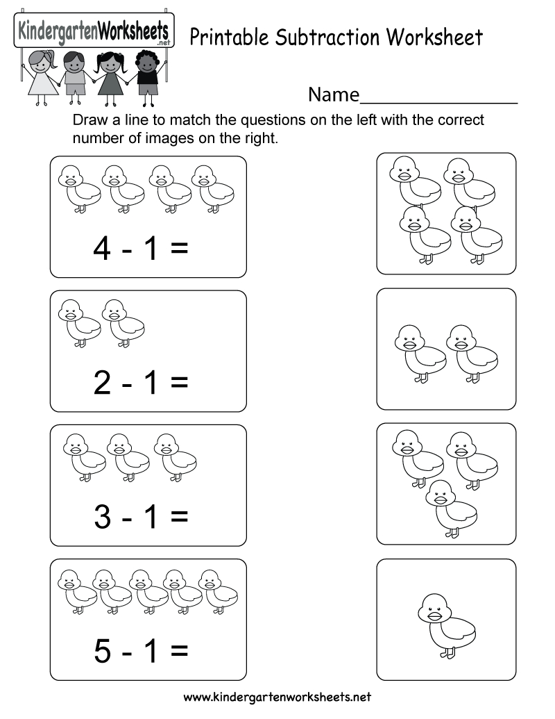 Printable Subtraction Worksheet - Free Kindergarten Math Worksheet | Printable Subtraction Worksheets
