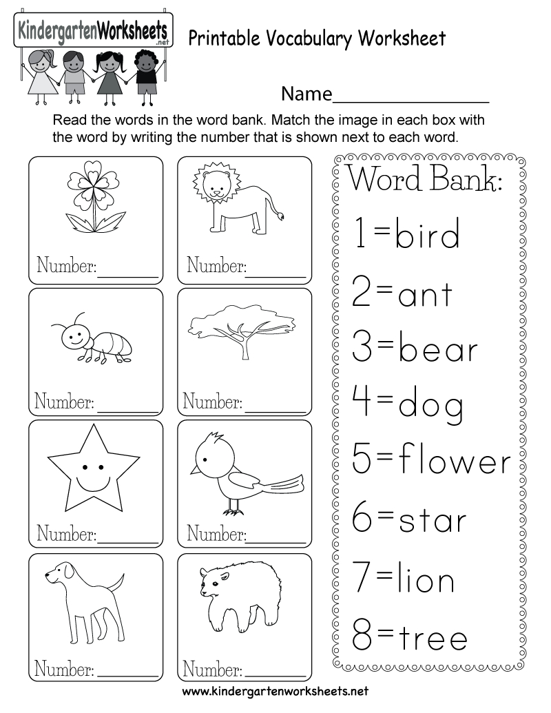 Printable Vocabulary Worksheet - Free Kindergarten English Worksheet | Printable English Worksheets