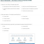 Quiz & Worksheet   The Peace Of Paris & The End Of Wwi | Study | World History Printable Worksheets
