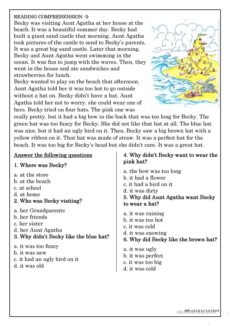 Reading Comprehension For Beginner And Elementary Students 3 | Beginning Reading Worksheets Printable