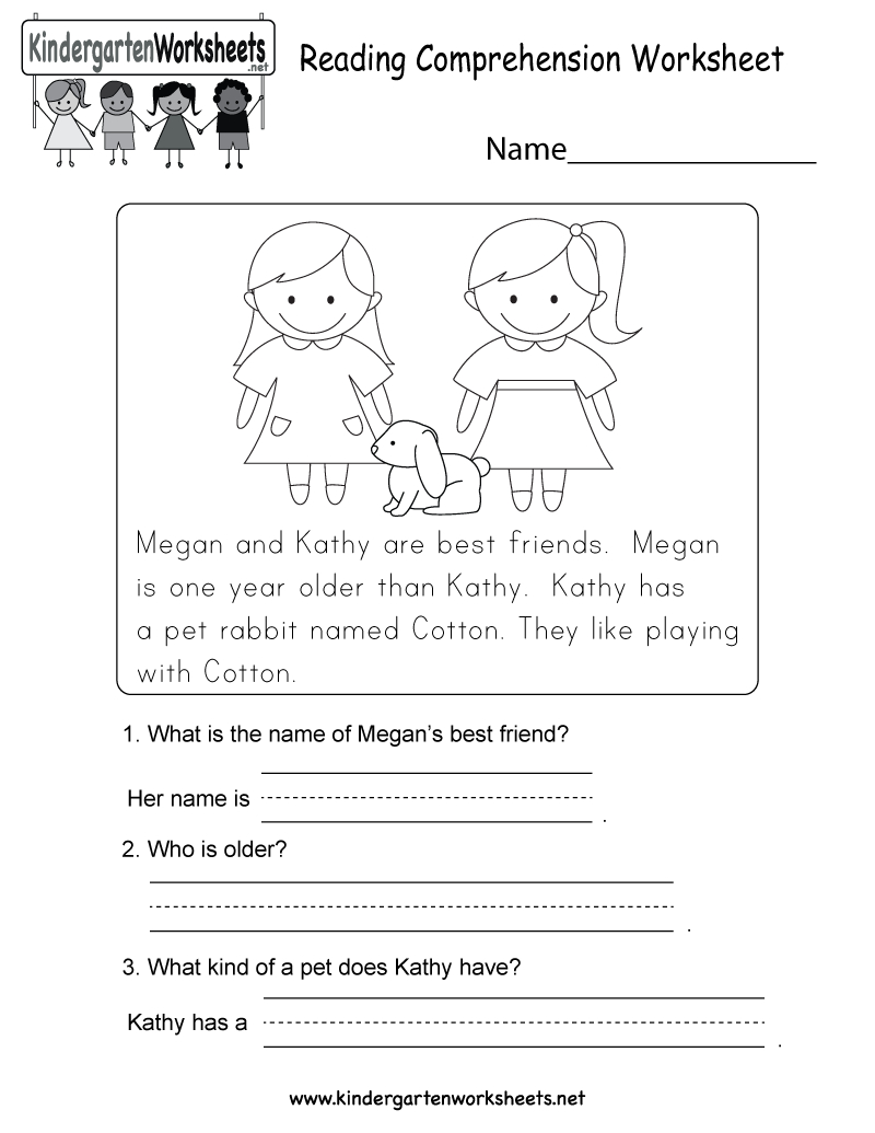 Reading Comprehension Worksheet - Free Kindergarten English | Kindergarten Reading Printable Worksheets