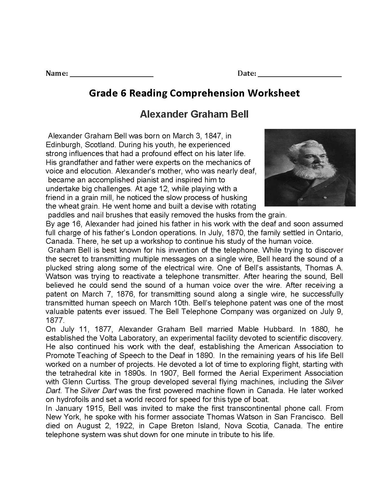 Reading Worksheets | Sixth Grade Reading Worksheets | Free Printable 6Th Grade Reading Worksheets