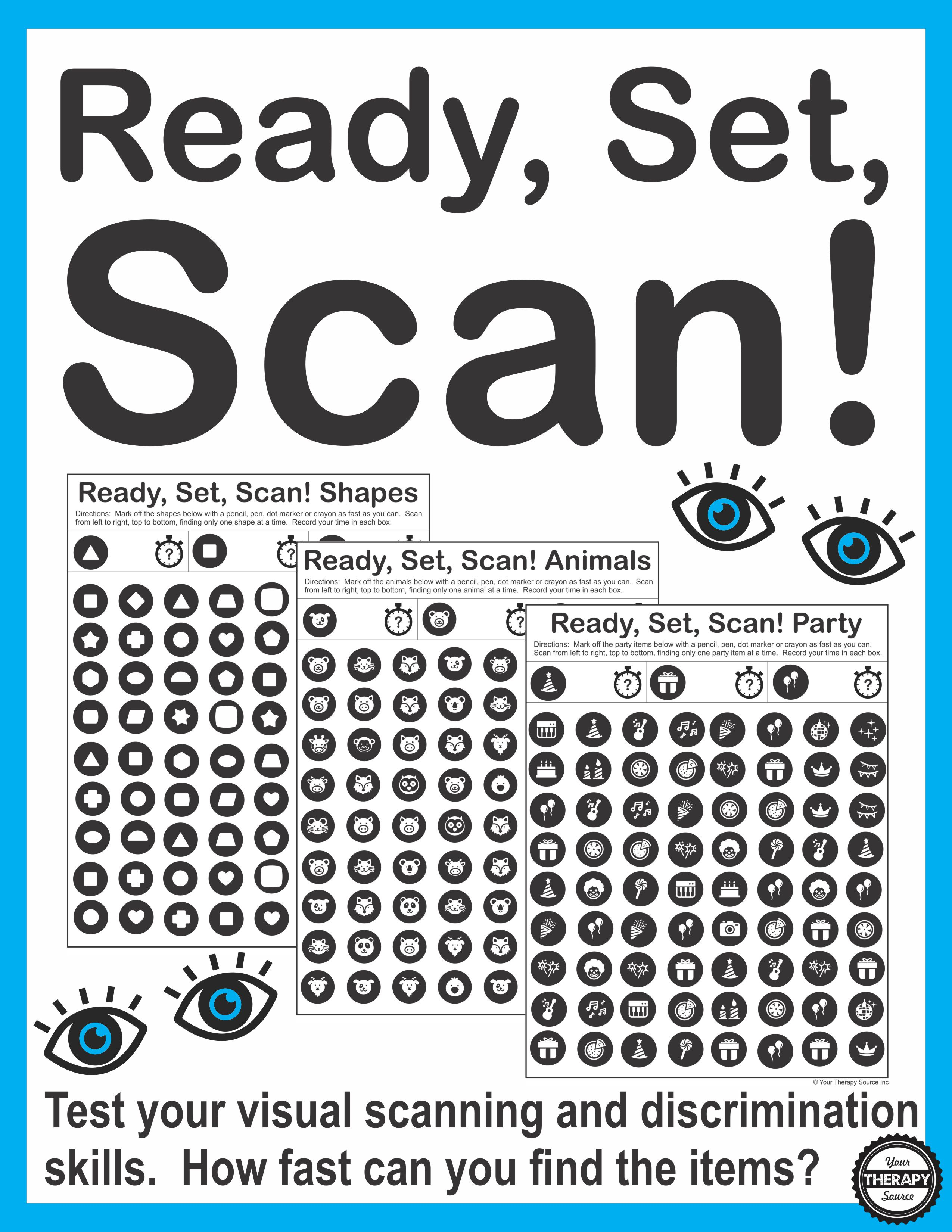 Ready, Set, Scan - Visual Scanning And Discrimination Activity | Printable Visual Scanning Worksheets For Adults