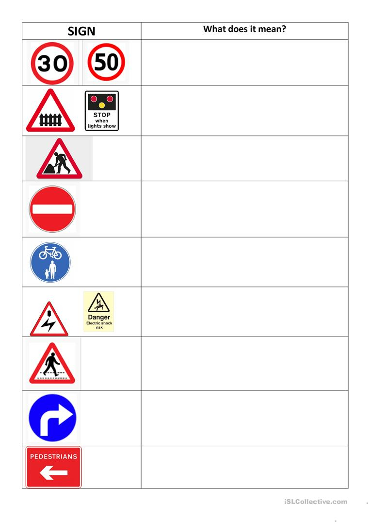 Road Signs Worksheet Worksheet - Free Esl Printable Worksheets Made | Free Printable Traffic Signs Worksheets