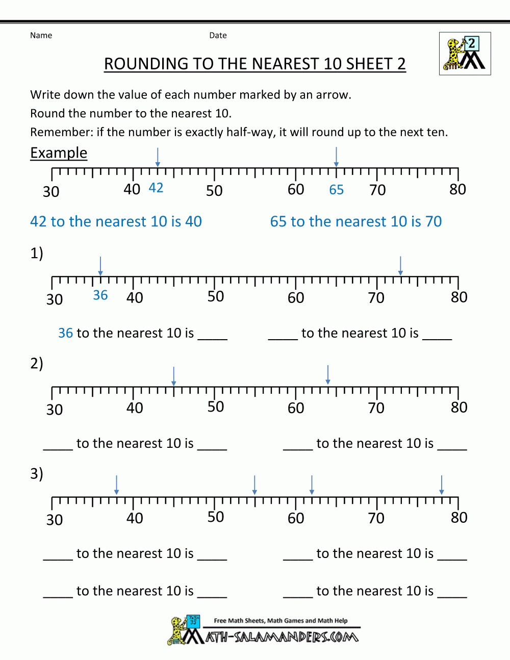 Rounding Numbers Worksheet Rounding Nearest 10 2 | Math / Place | Rounding Numbers Printable Worksheets