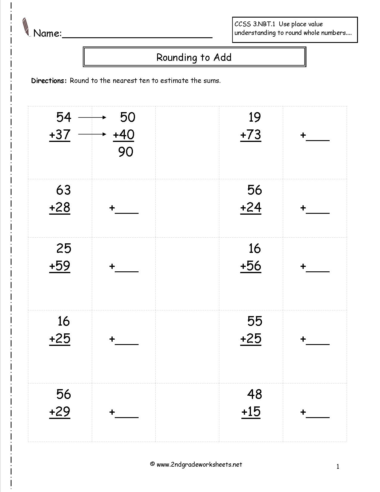 Rounding Whole Numbers Worksheets | Rounding To The Nearest Ten Worksheet Printable