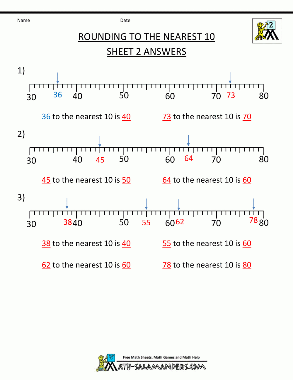 Rounding Worksheets To The Nearest 10 | Rounding Numbers Printable Worksheets