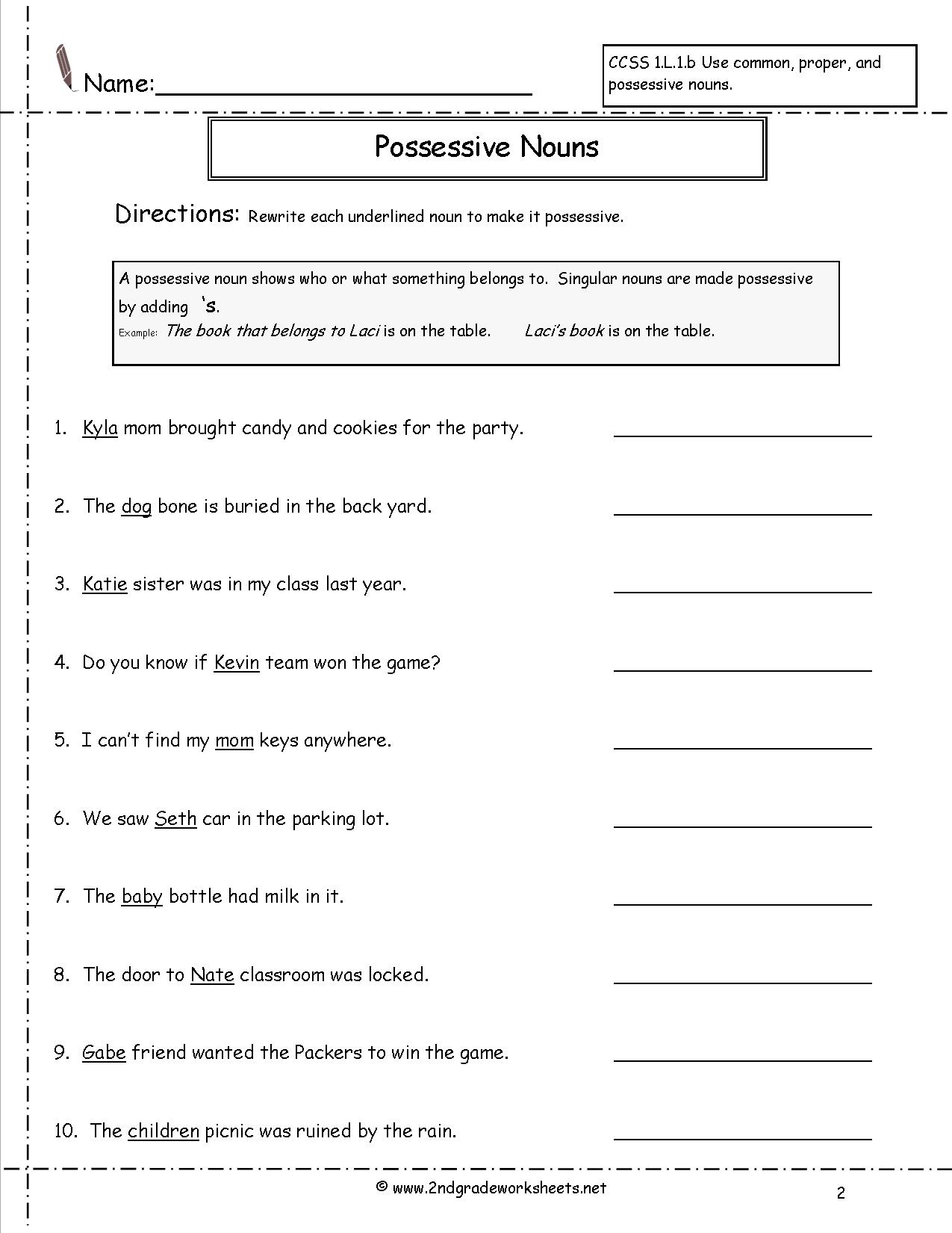 Possessive Nouns Printable Worksheets Printable Worksheets