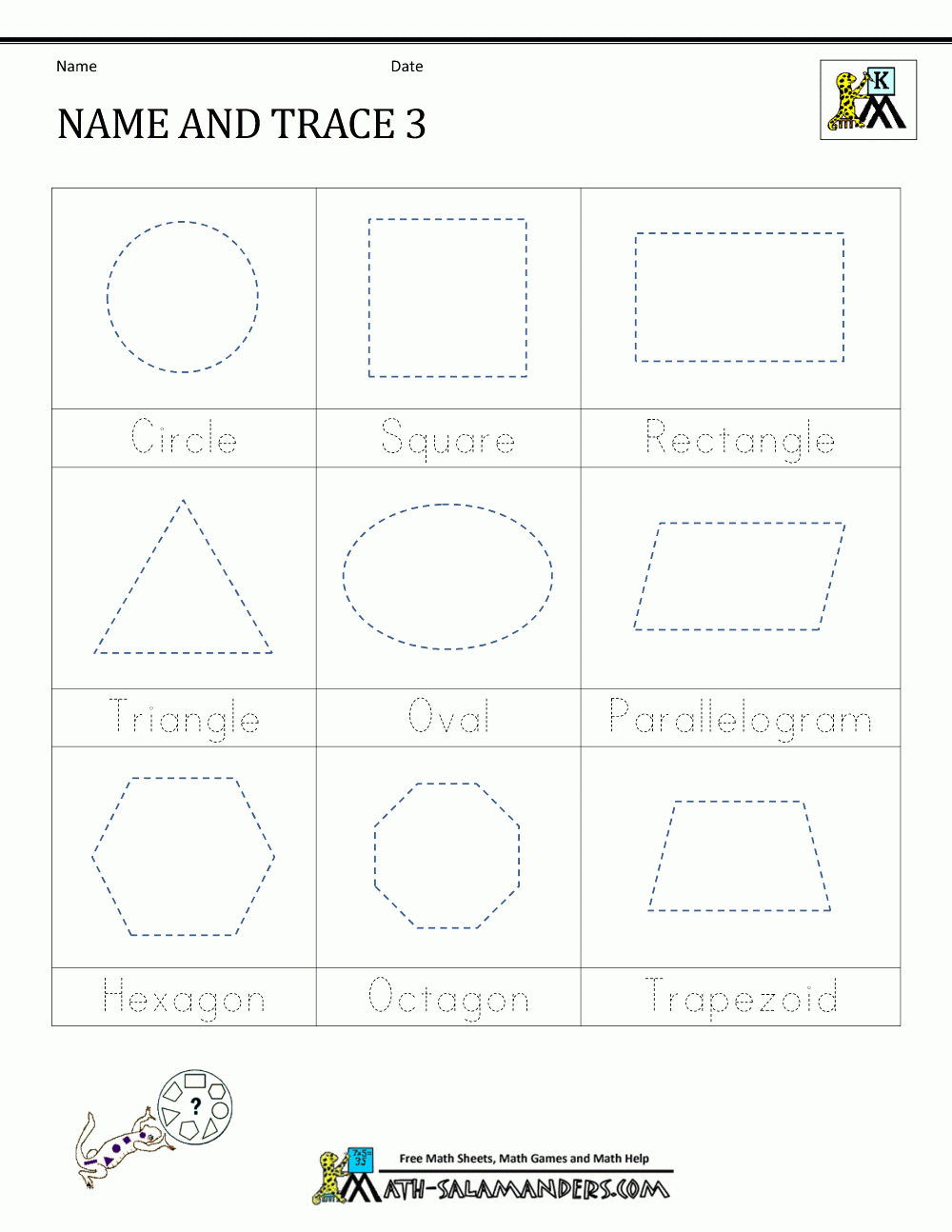 Shape Tracing Worksheets Kindergarten | Free Printable Name Tracing Worksheets For Preschoolers