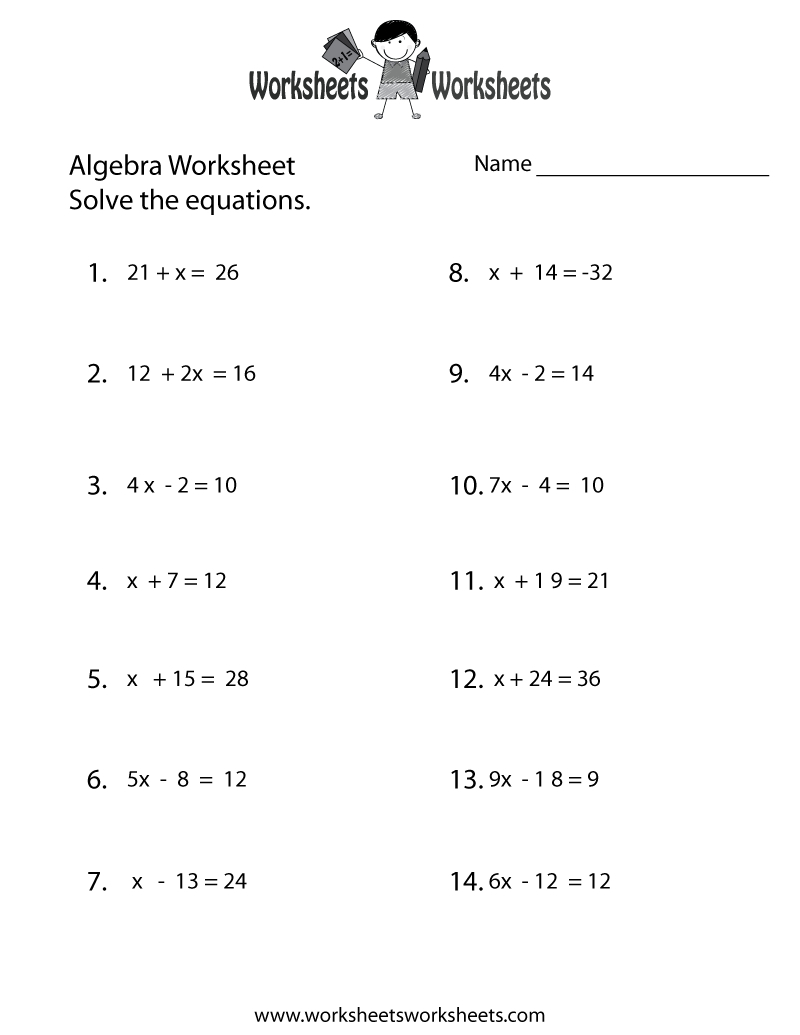 Free Printable Algebra Worksheets Grade 6 Printable Worksheets