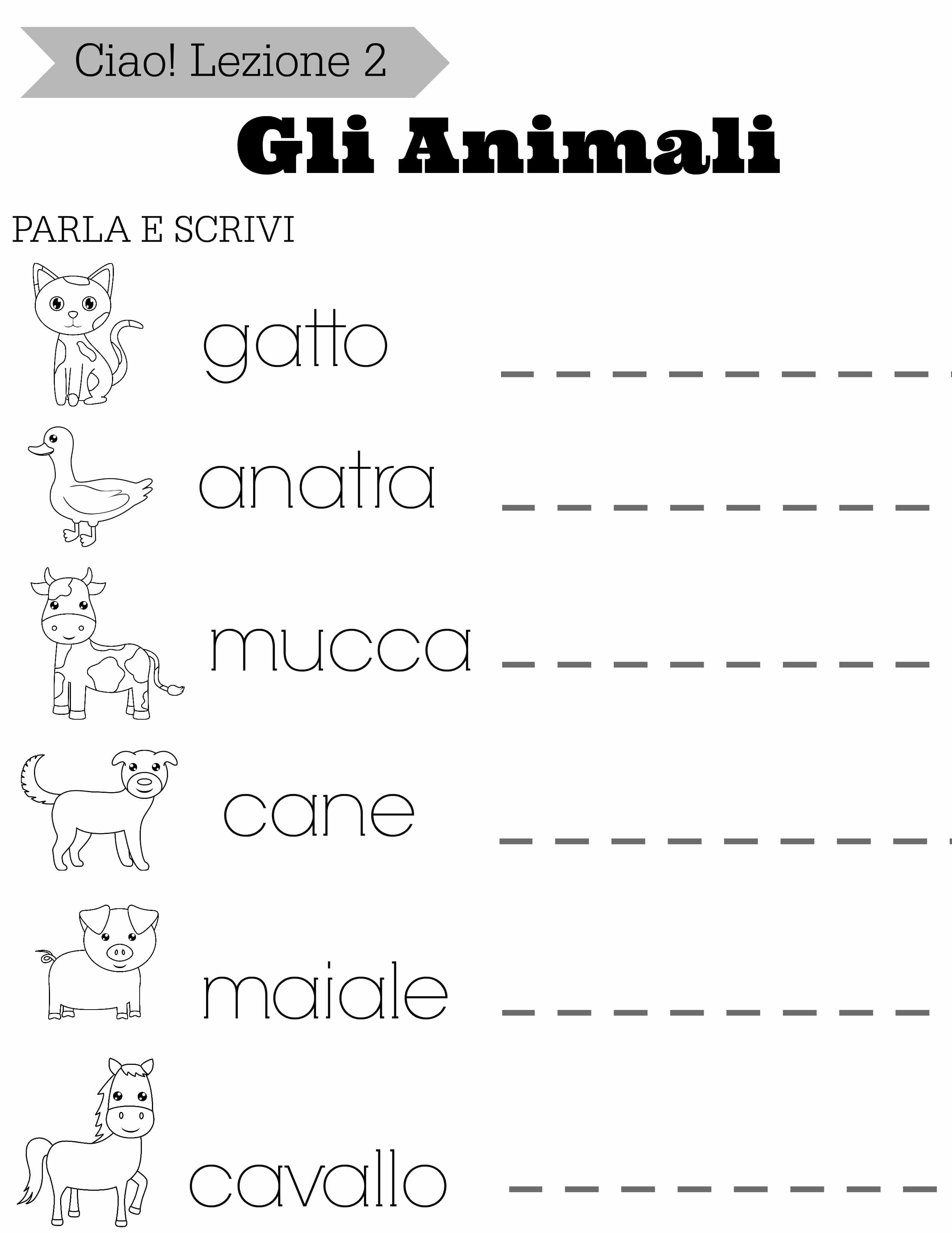 Free Printable Italian Worksheets