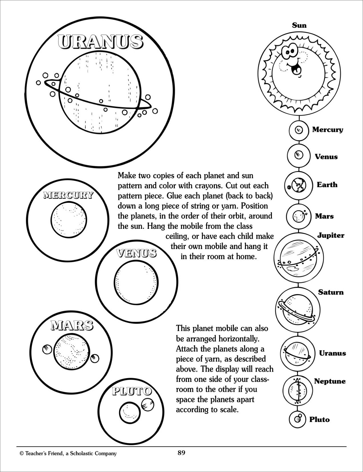 Solar System Mobile - Scholastic Printables | Crazy Things I Get | Free Printable Solar System Worksheets