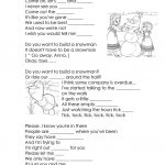 Song Lyrics From Frozen  Do You Want To Build A Snowman? Worksheet | Snowman Worksheet Printables
