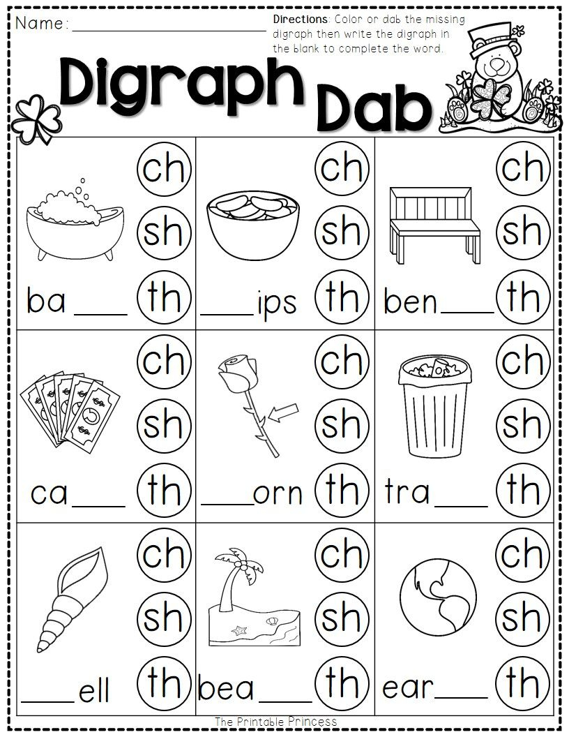 St. Patrick&amp;#039;s Day Math And Literacy No Prep Freebie | Reading | Digraphs Worksheets Free Printables