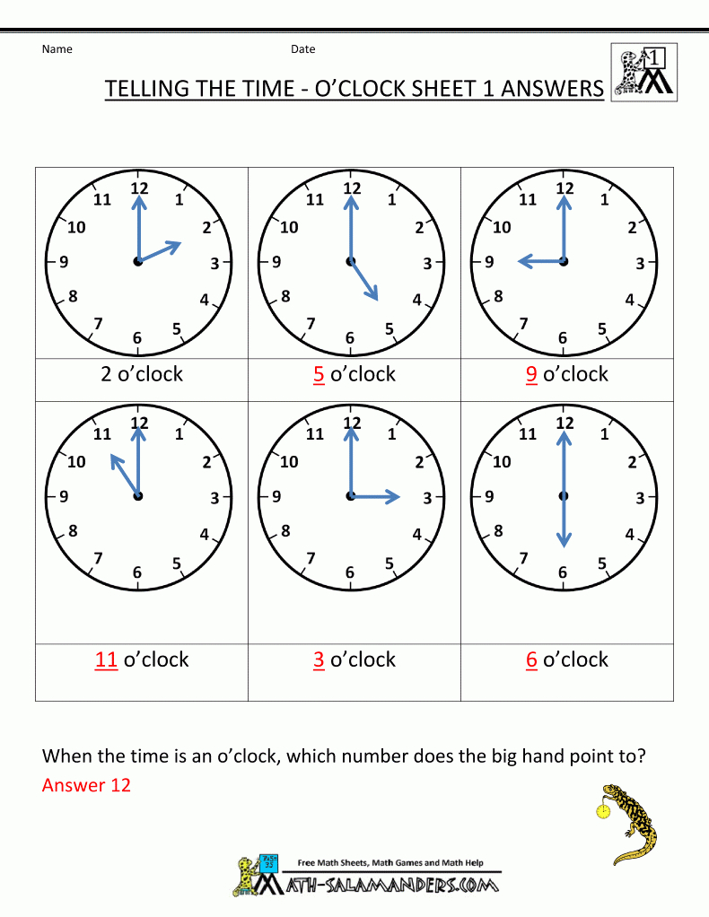 Telling Time Worksheets - O&amp;#039;clock And Half Past | Printable Telling Time Worksheets 1St Grade
