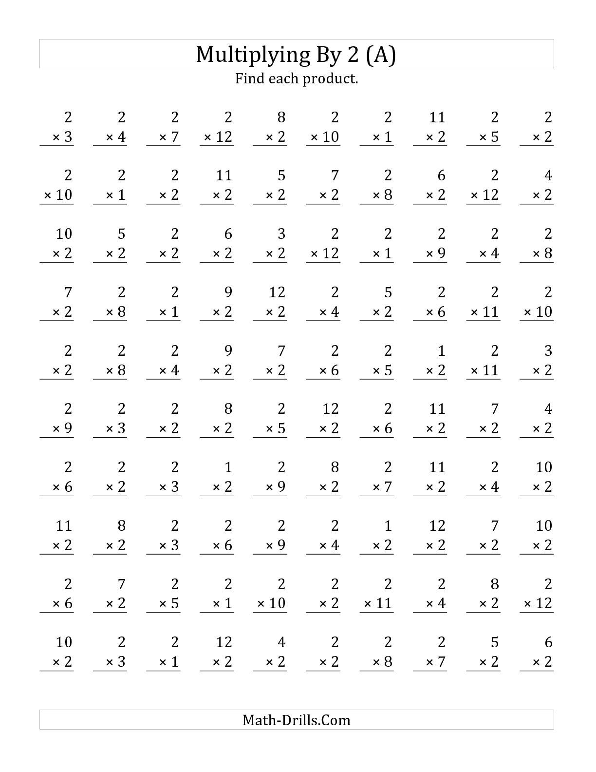 The Multiplying 1 To 122 (A) Math Worksheet From The | Basic Multiplication Printable Worksheets