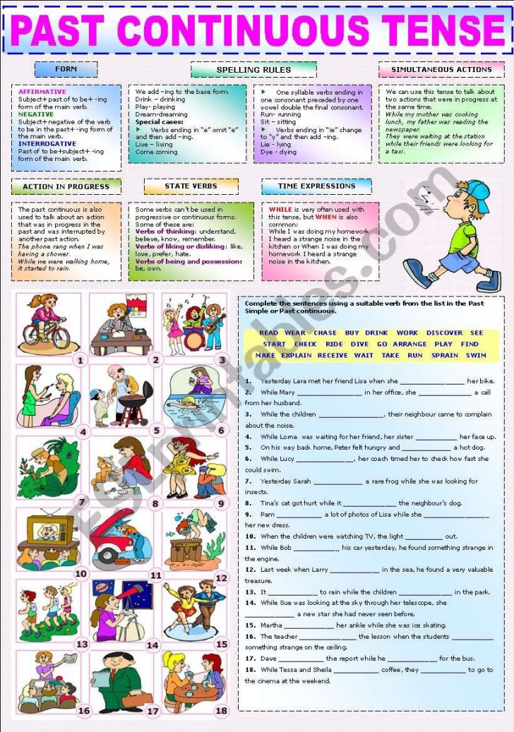 The Past Continuous Tense - Esl Worksheetkatiana | Past Progressive ...