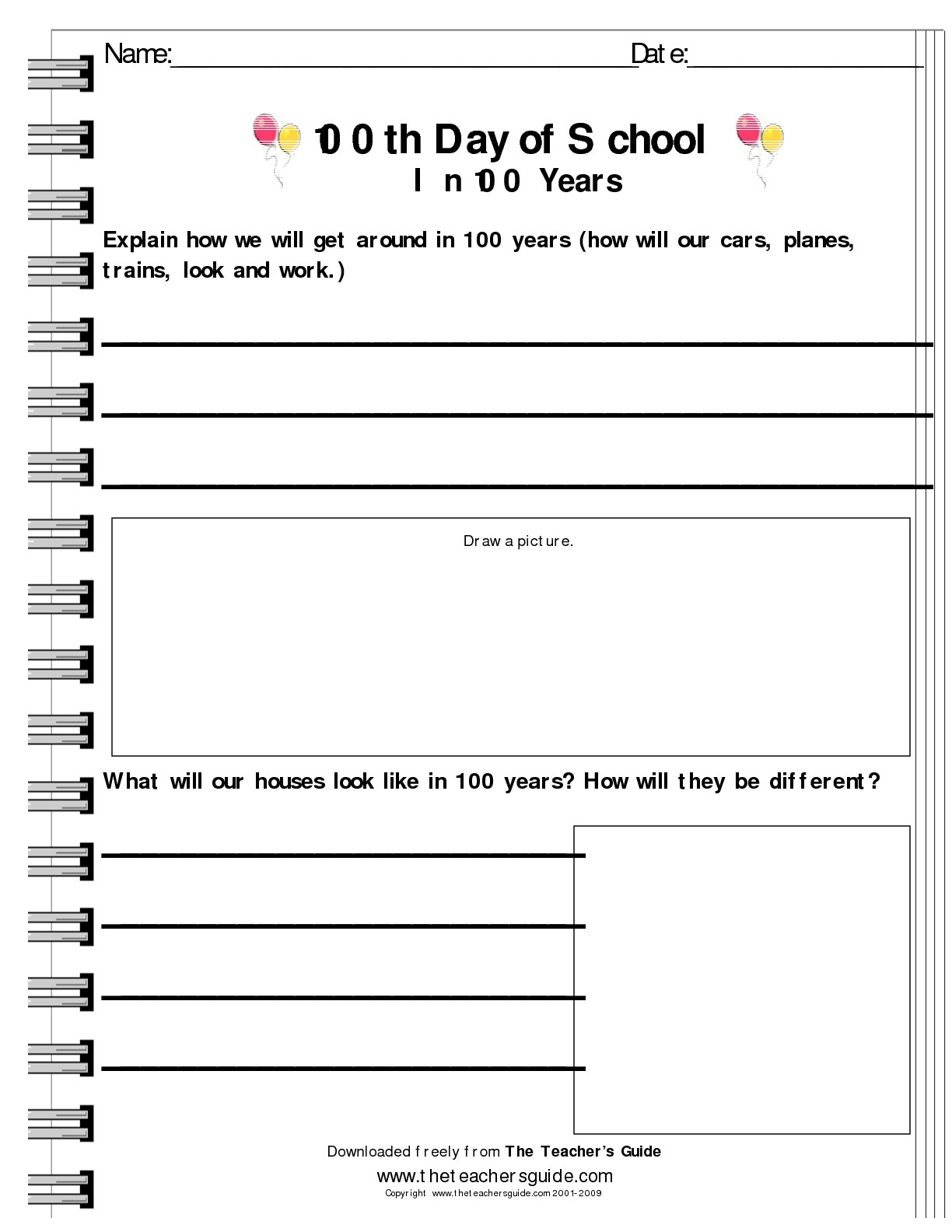 The Teacher&amp;#039;s Guide 100Th Day Of School Theme Page | Printable 100 Day Worksheets