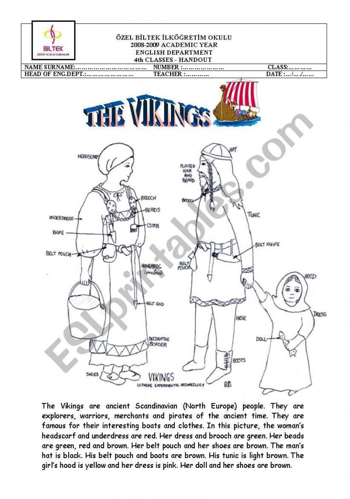 The Vikings - Esl Worksheetinciska | Viking Worksheets Printable ...