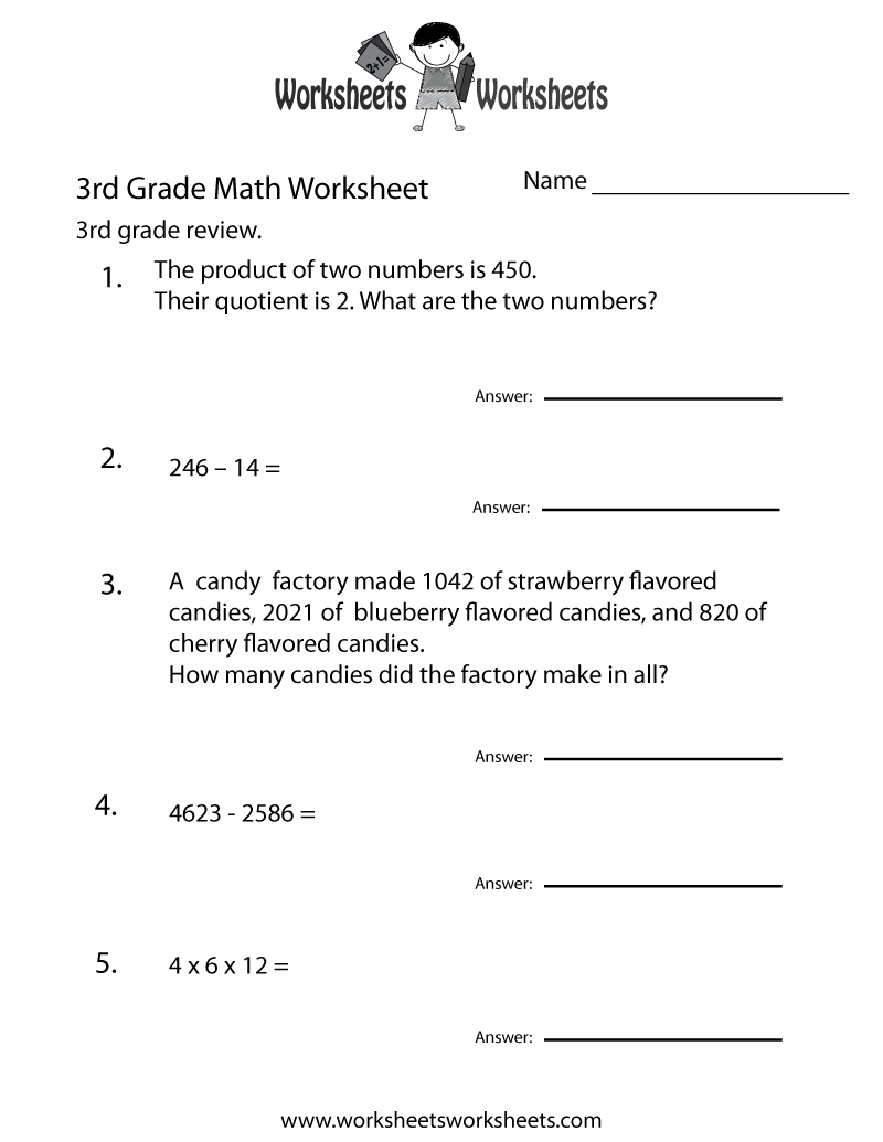 Third Grade Math Practice Worksheet - Free Printable Educational | 3Rd Grade Language Arts Worksheets Printables