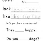 This Is A Sight Word Worksheet For The Words "look" And "like". You | Printable Sight Word Worksheets