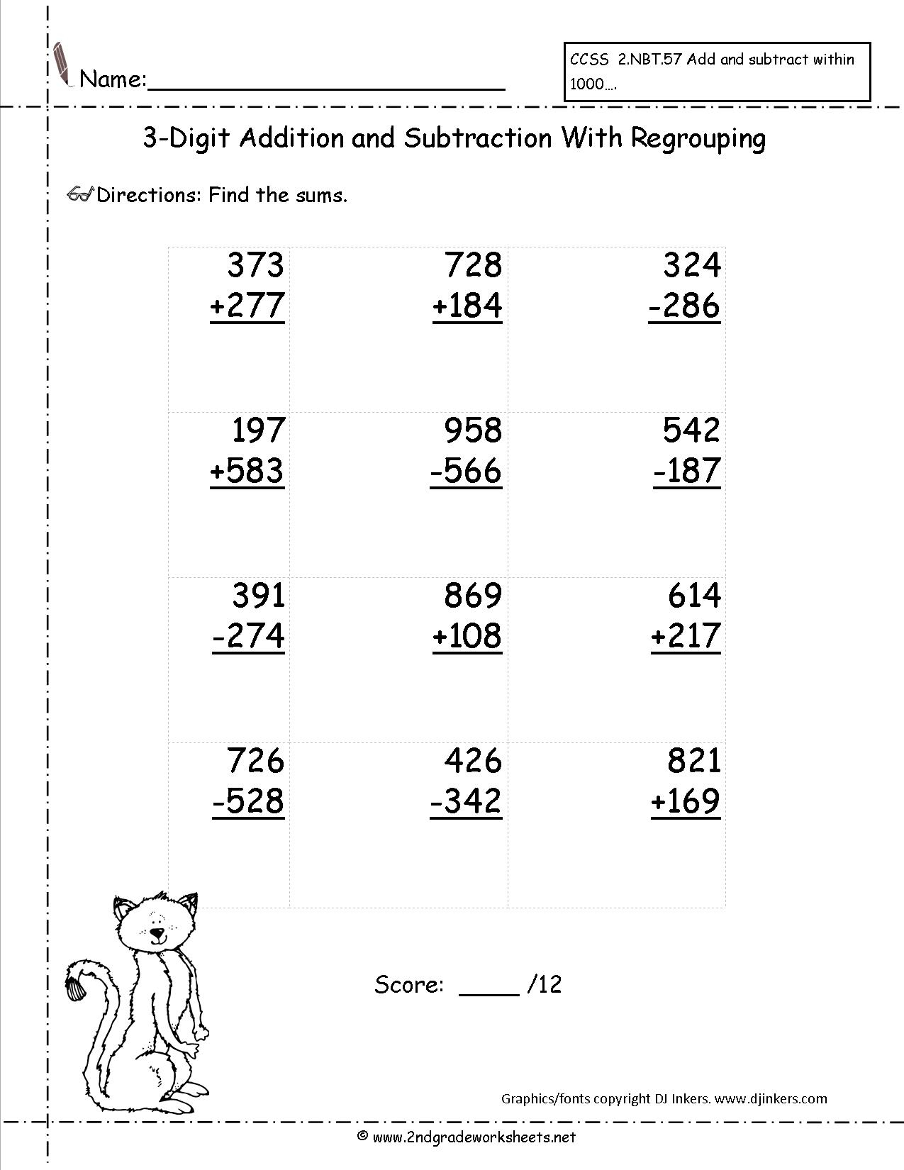 Free Printable Addition And Subtraction Worksheets With Regrouping Printable Worksheets