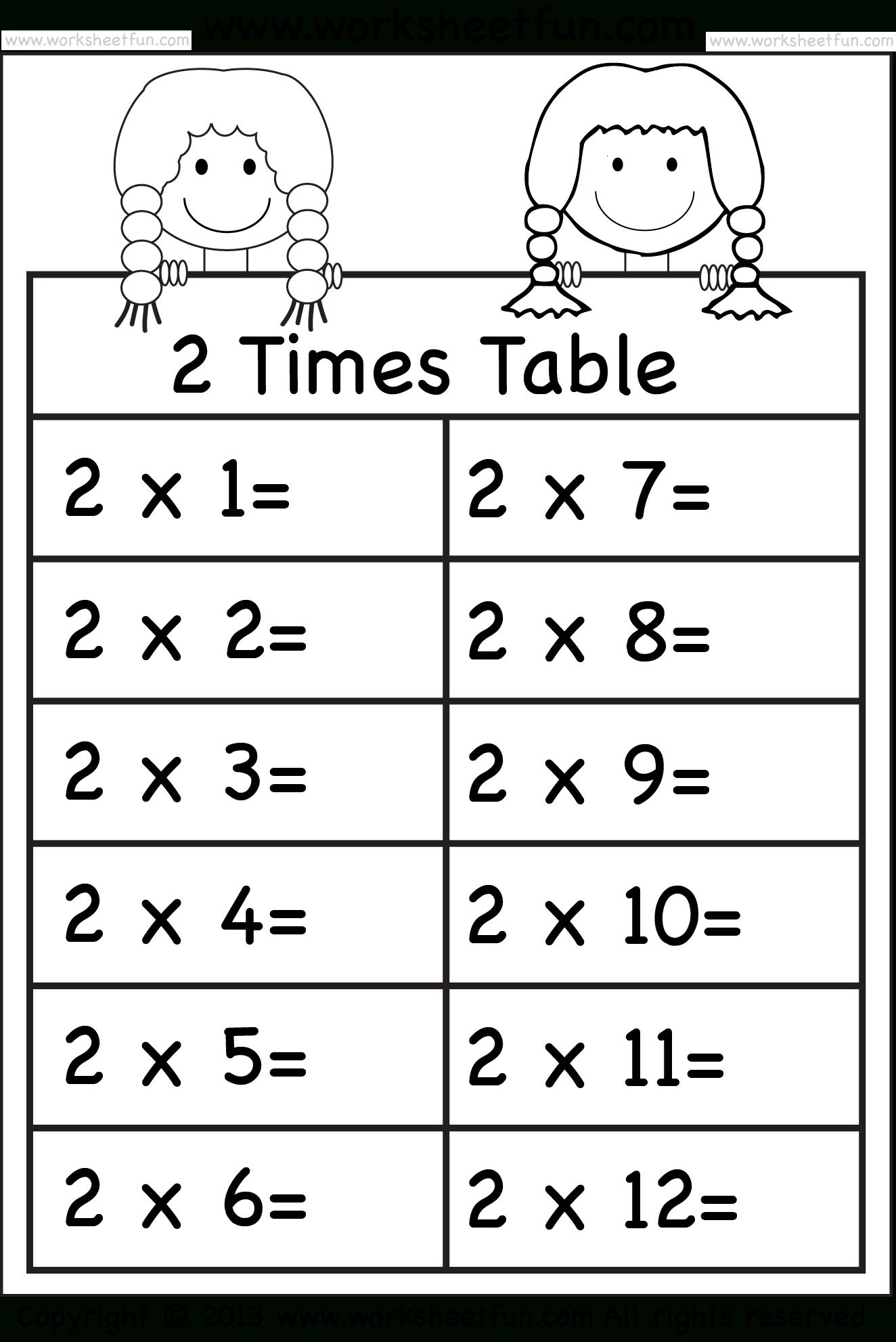 Times Tables Worksheets – 2, 3, 4, 5, 6, 7, 8, 9, 10, 11 And 12 | Free Printable 2 Times Tables Worksheets
