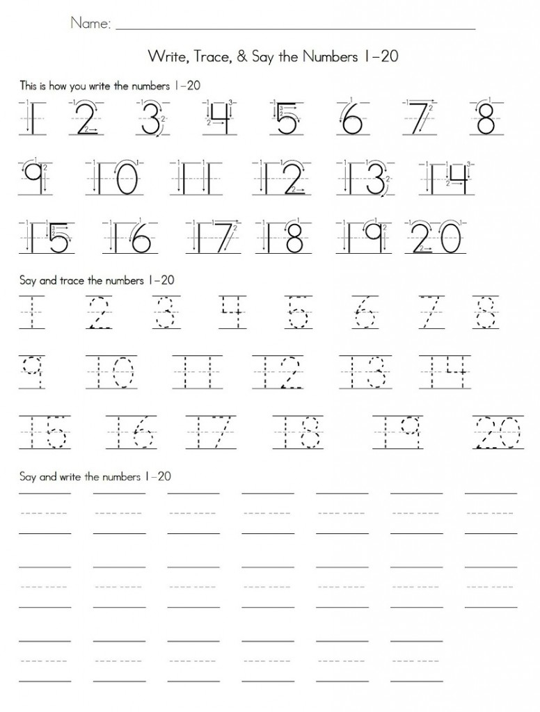 Trace Numbers 1 20 | Kiddo Shelter | Free Printable Counting Worksheets 1 20