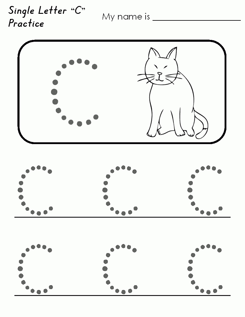 Trace The Letter C Worksheets | Alphabet And Numbers Learning - Free | Free Printable Preschool Worksheets Letter C