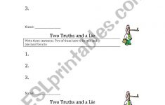 Two Truths And A Lie – Esl Worksheetfutamus | Two Truths And A Lie Worksheet Printable