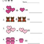 Valentine's Day Math Worksheet   Free Kindergarten Holiday Worksheet | Free Printable Preschool Valentine Worksheets
