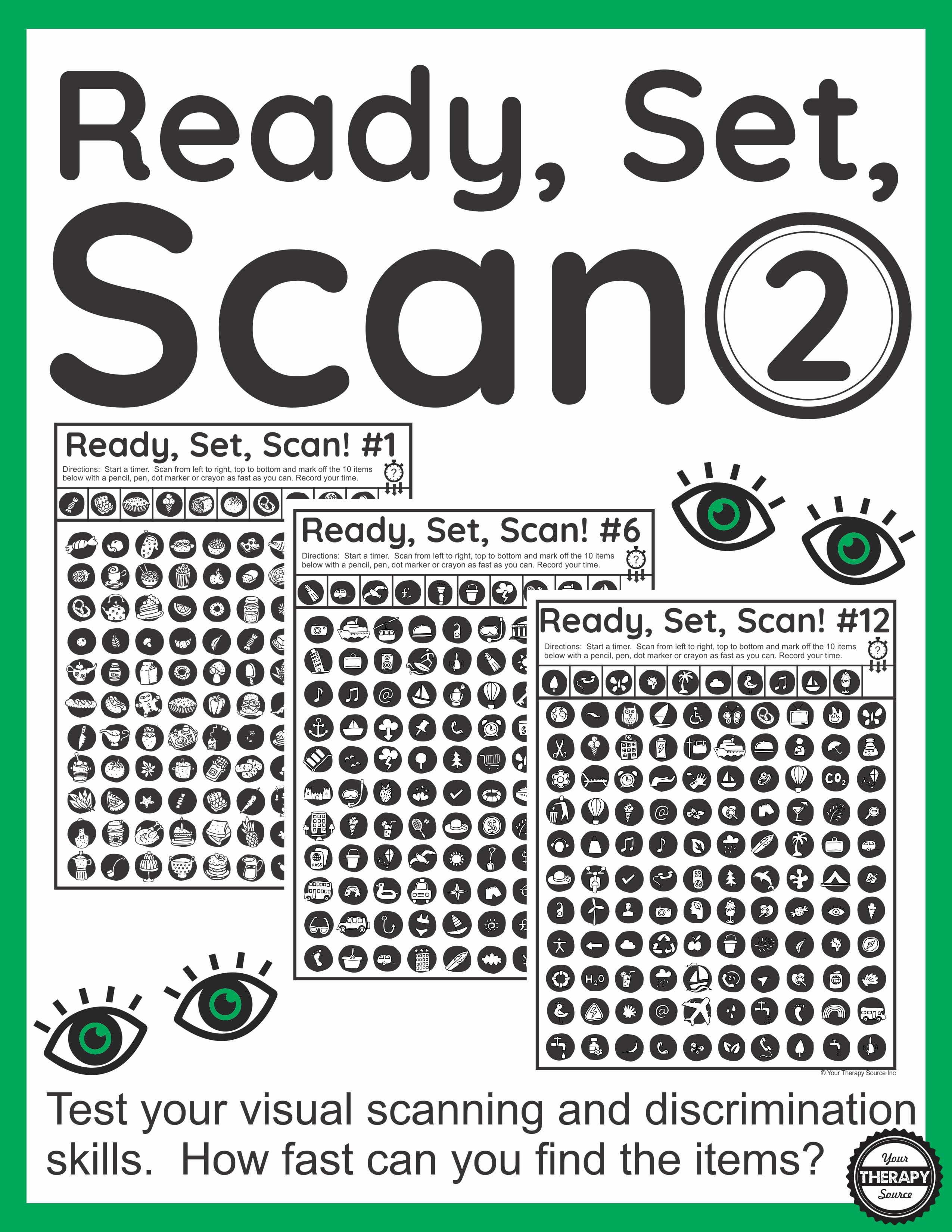 Visual Scanning Exercises - Ready Set Scan Level 2 - Your Therapy Source | Printable Visual Scanning Worksheets For Adults