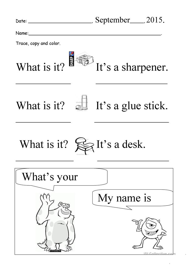 What Is It? What&amp;#039;s Your Name? Trace And Copy Worksheet - Free Esl | Trace Your Name Worksheets Printables